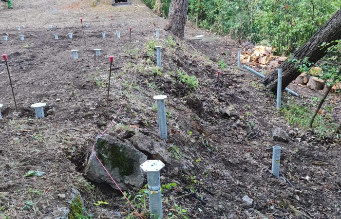 Pas de terrassement nécessaire, une fois le dernier pieu posé, la construction peut démarrer